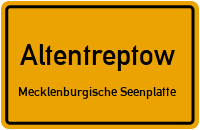 Ortsschild Altentreptow.Mecklenburgische Seenplatte
